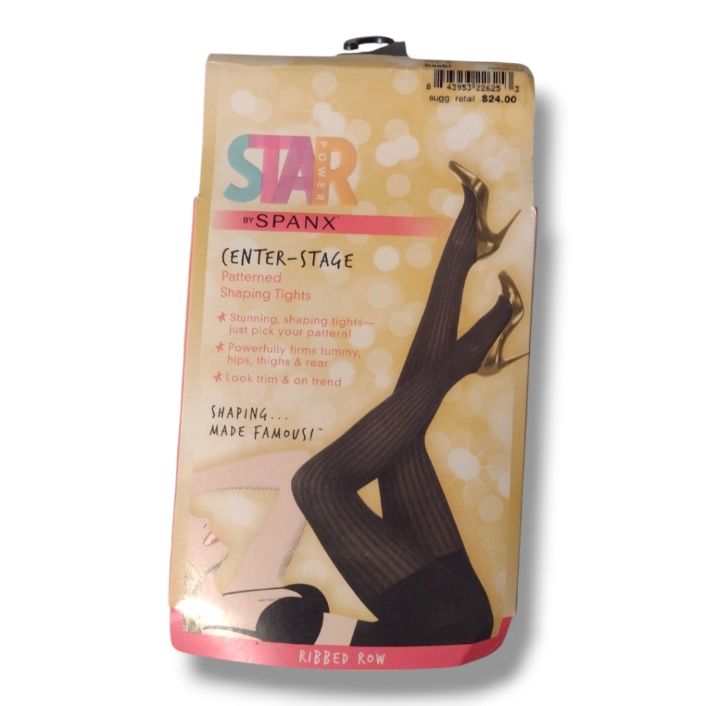 Spanx Star Power Patterned Shaping Tights - Ribbed Row (Size E)